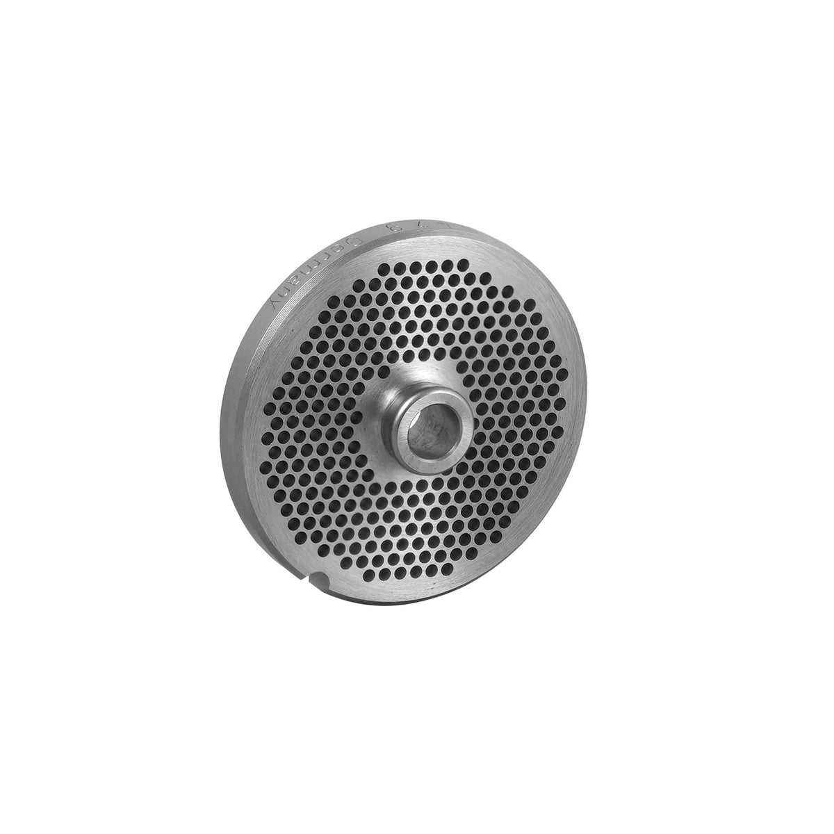 Carbon tool steel #32 hub-style meat grinder plate with 1/4 inch holes for Hobart #32 grinders, part 32 1/4 HUB