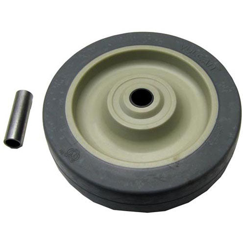 Picture of Gray Wheel with 5" Diameter, 3/8" Inner Diameter, and Bushing