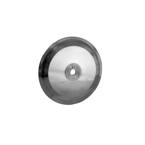 Metallic slicer blade on a white background