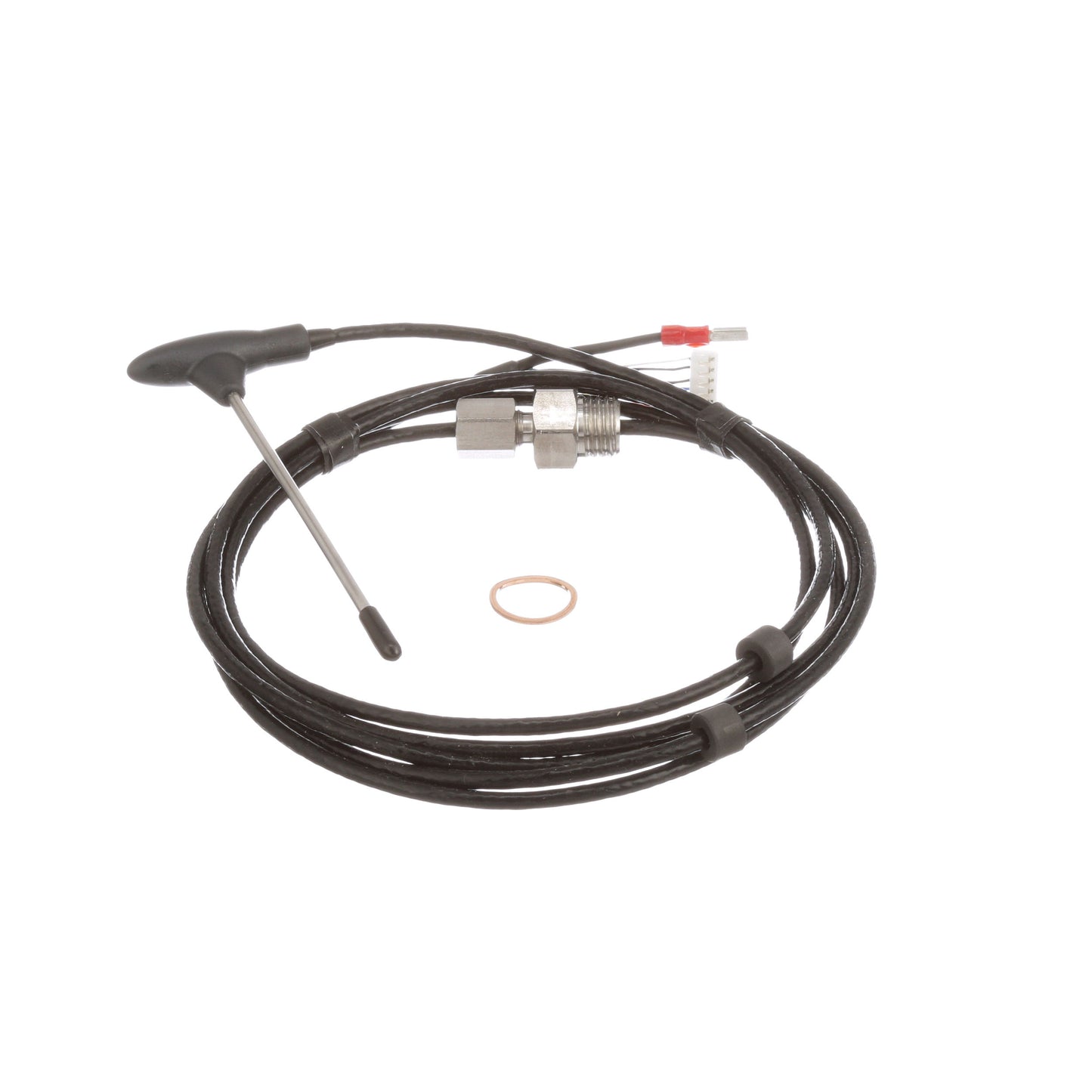 Cable with sensor and connectors on a white background