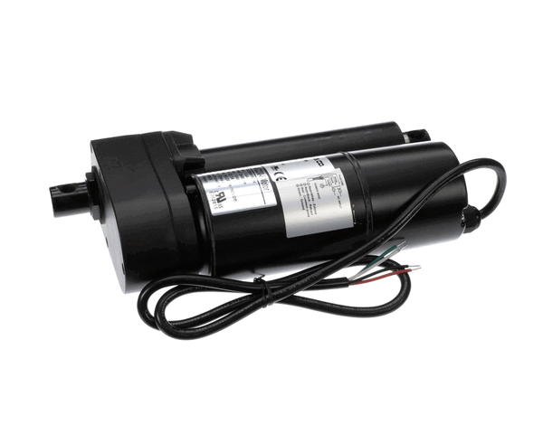 Lift motor assembly with integrated ball screw actuator and mounting points on white background