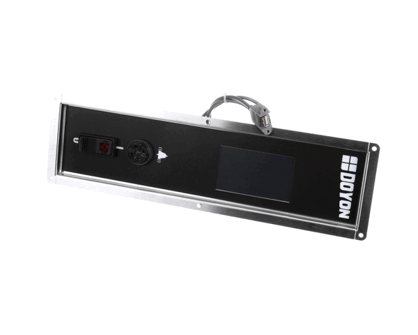 Rectangular replacement oven control panel with labeled buttons and digital display on white background