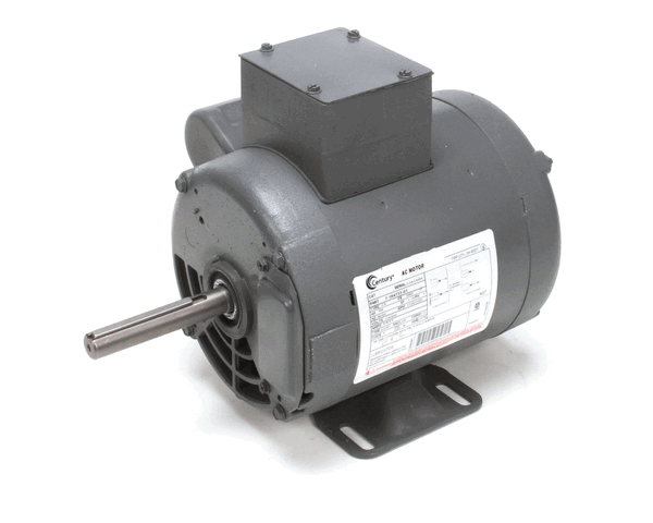 Robust electric motor with cooling fins and wiring box on white background
