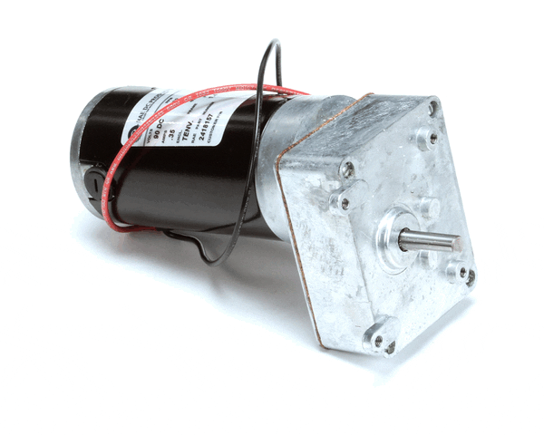 Compact conveyor gearmotor with cylindrical housing and square gearbox on white background