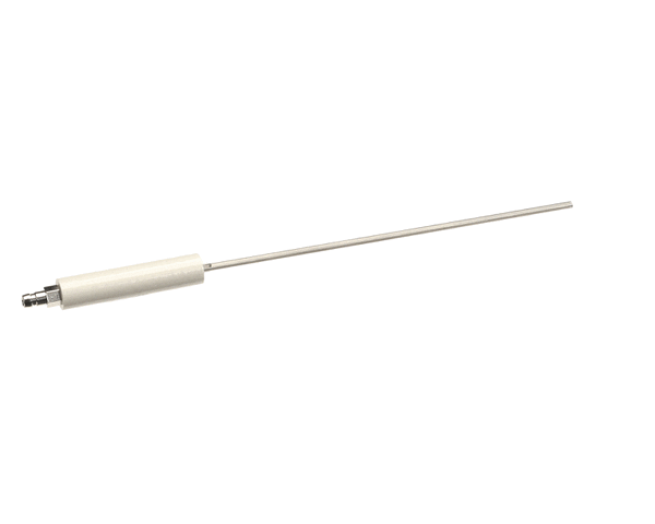 Slim metal detection probe with insulated wiring trailing off on white background
