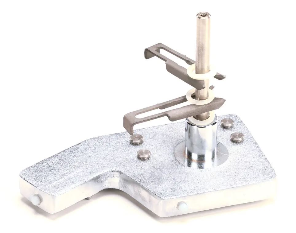 Metallic tool or component on a white background