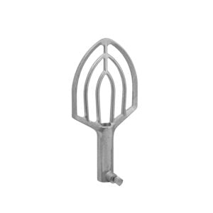 Gray kitchen mixer attachment on a white background