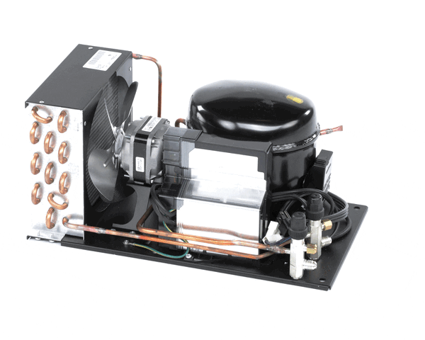 Packaged condensing unit for UVEGT11HB with compressor, condenser coil, and fan on a white background