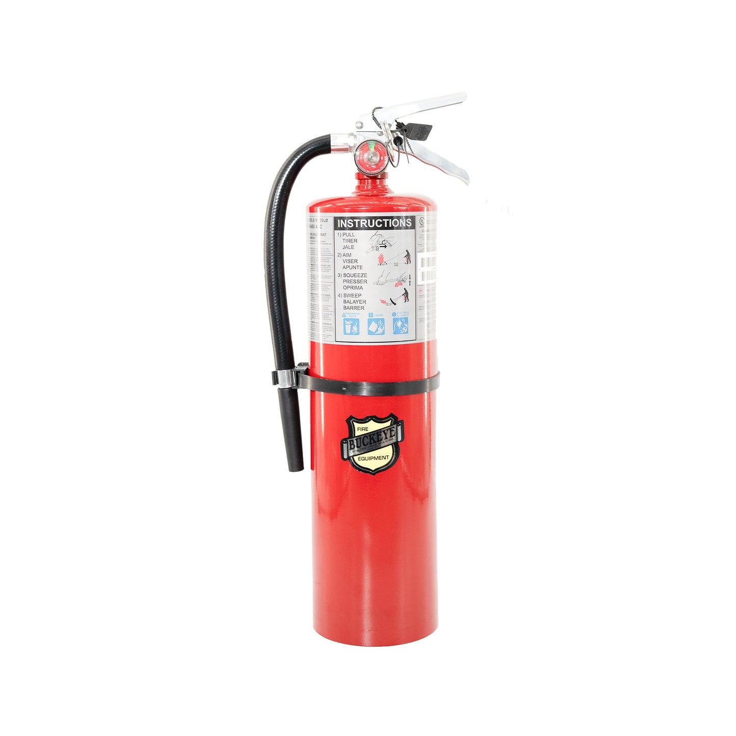 Red fire extinguisher on a white background