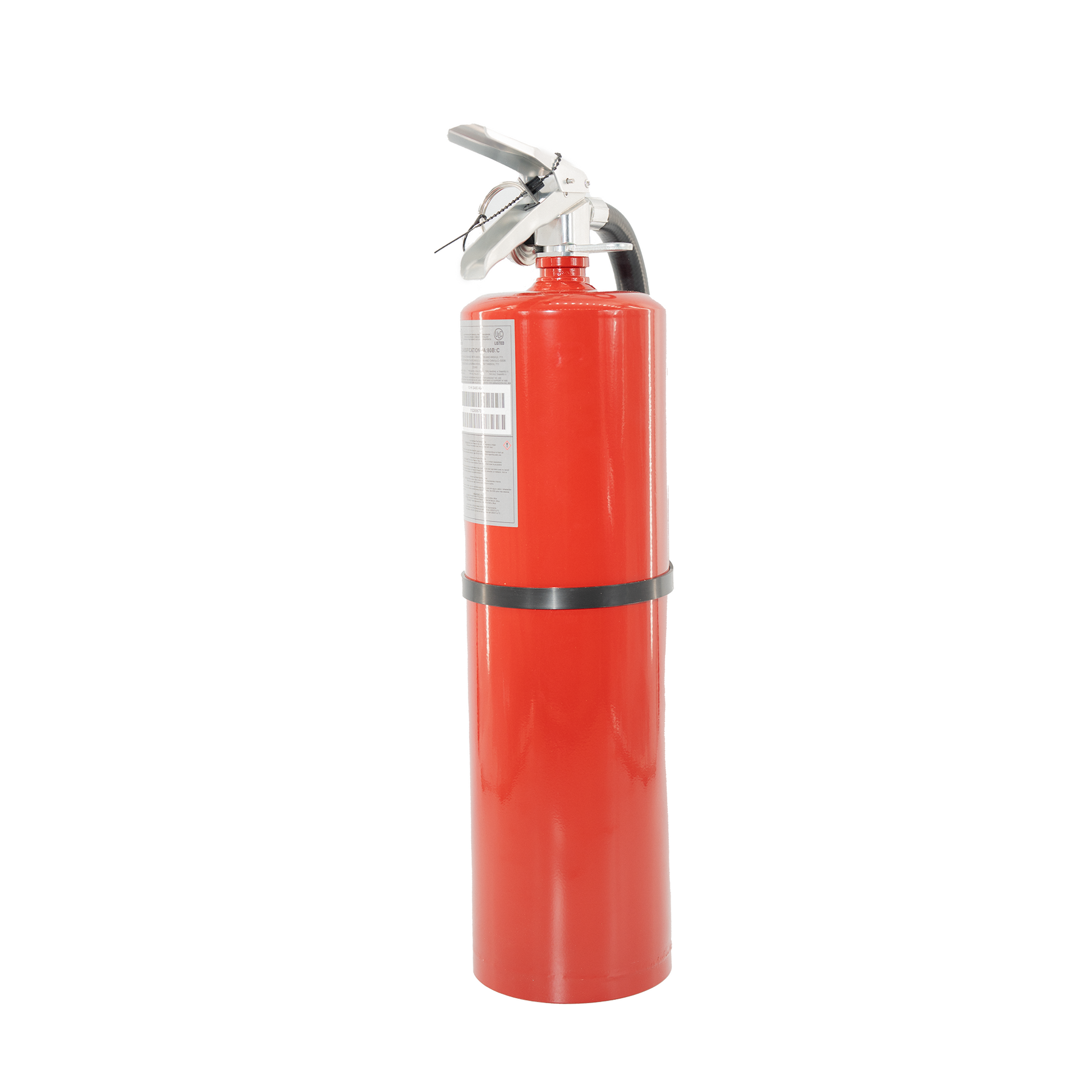 Red fire extinguisher on a white background