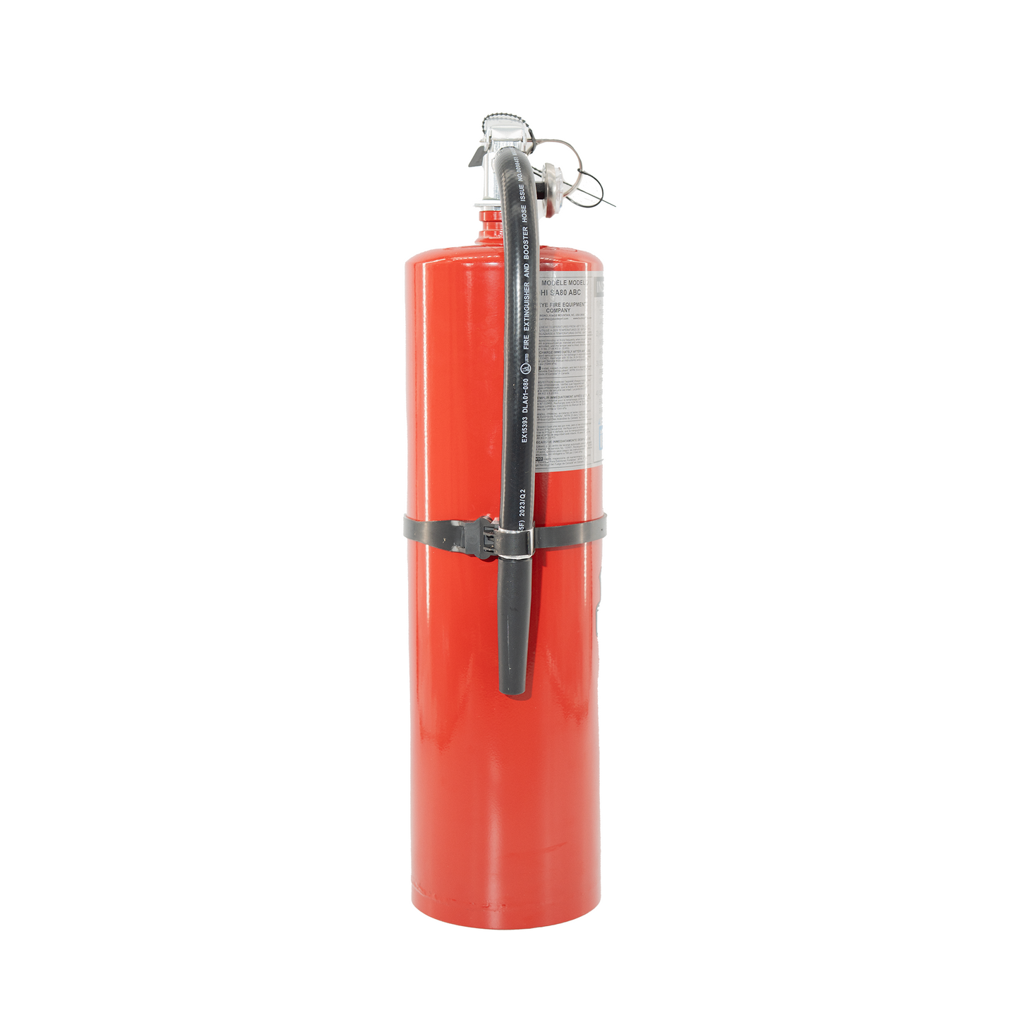 Red fire extinguisher on a white background