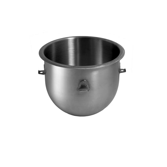 Stainless steel mixing bowl on a white background