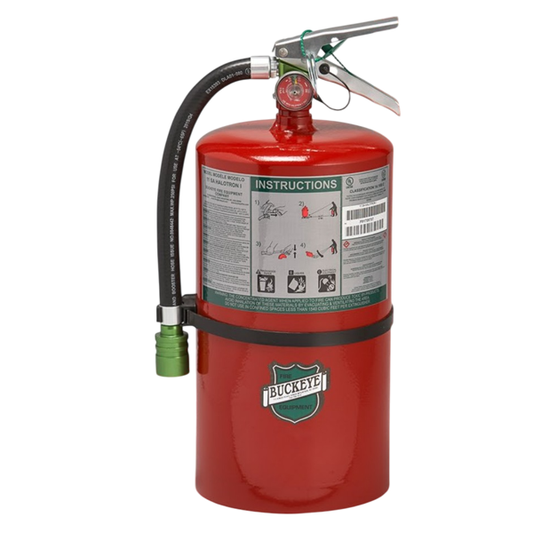 Buckeye 11 lb Halotron with Hose and Wall Hook.