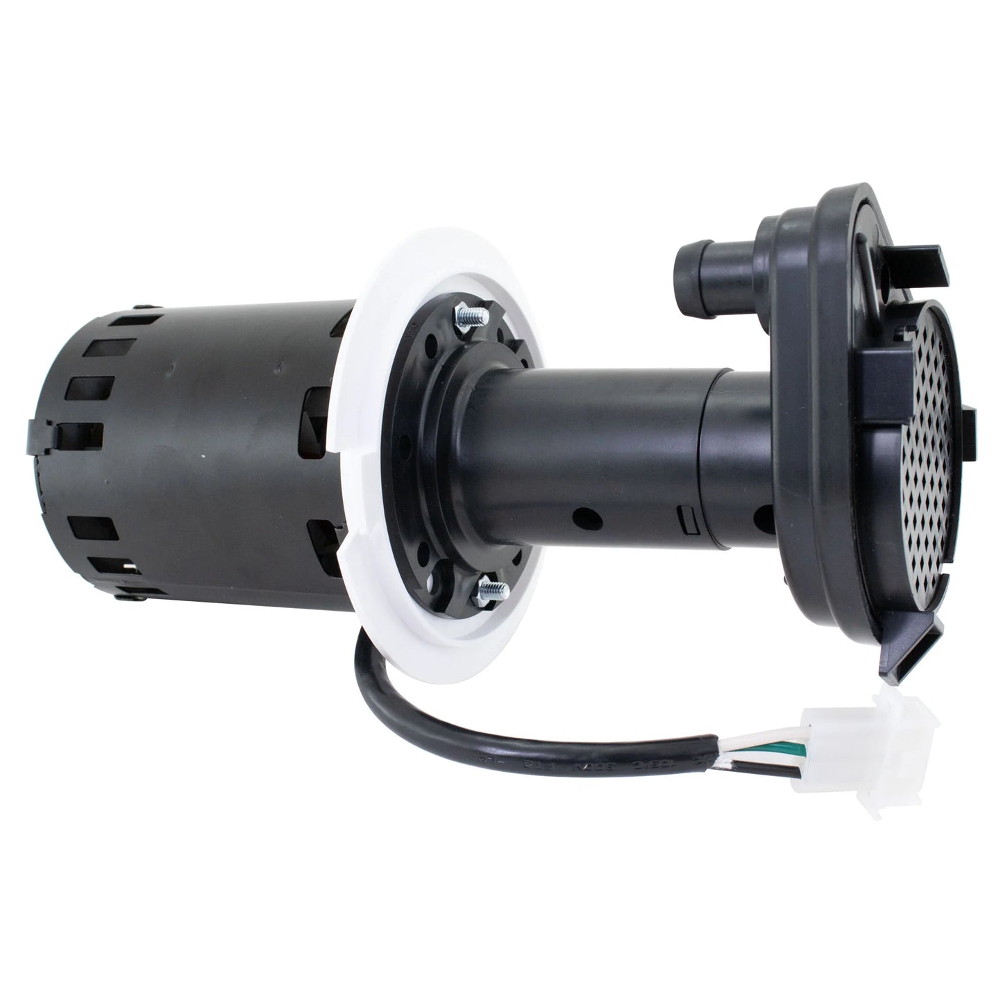 Black mechanical component with wiring on a white background