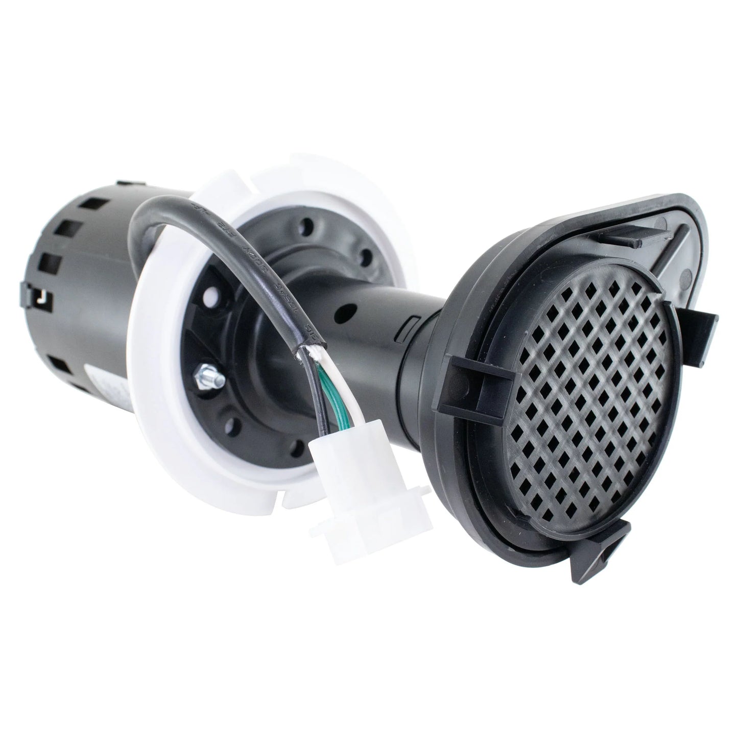 Black mechanical component with wiring on a white background