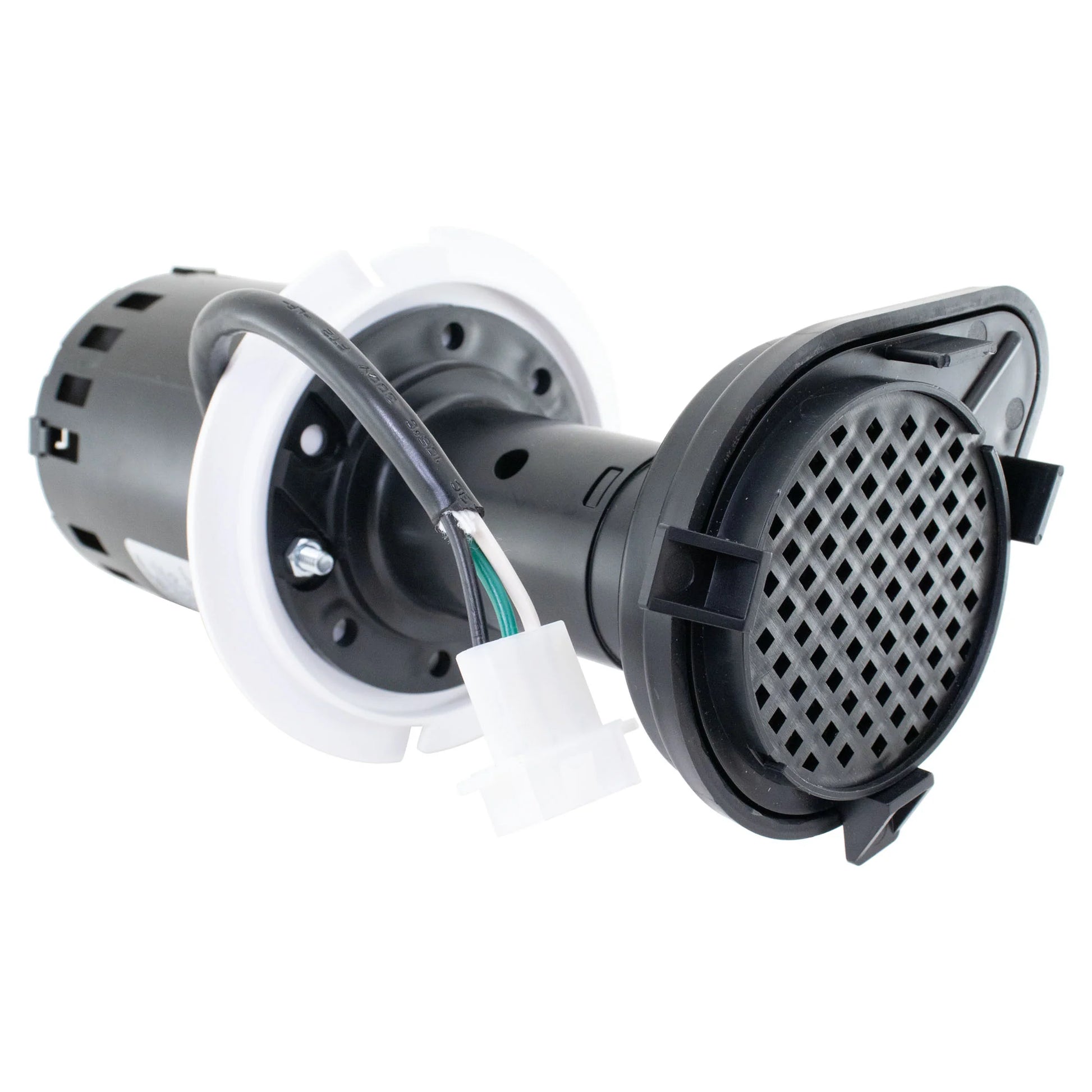 Black mechanical component with wiring on a white background