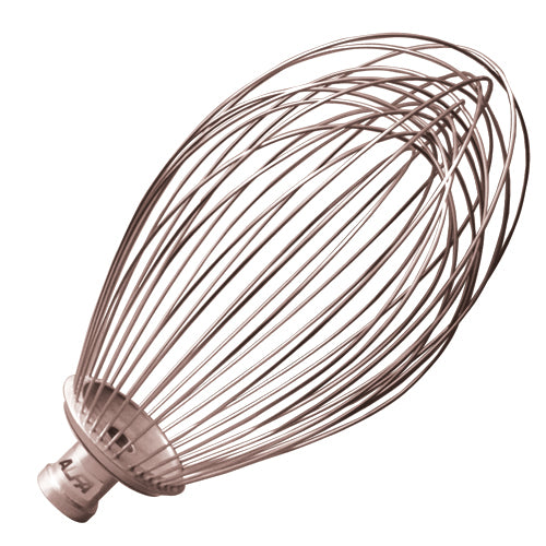 Metal whisk attachment on a white background