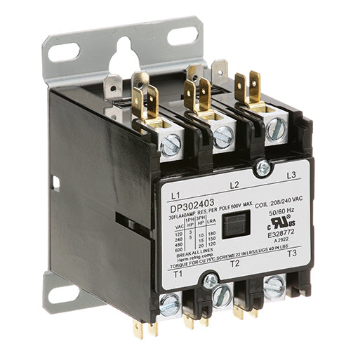Picture of Contactor (3 Pole,30 Amp,240V) for Pitco Part# PTP5045357