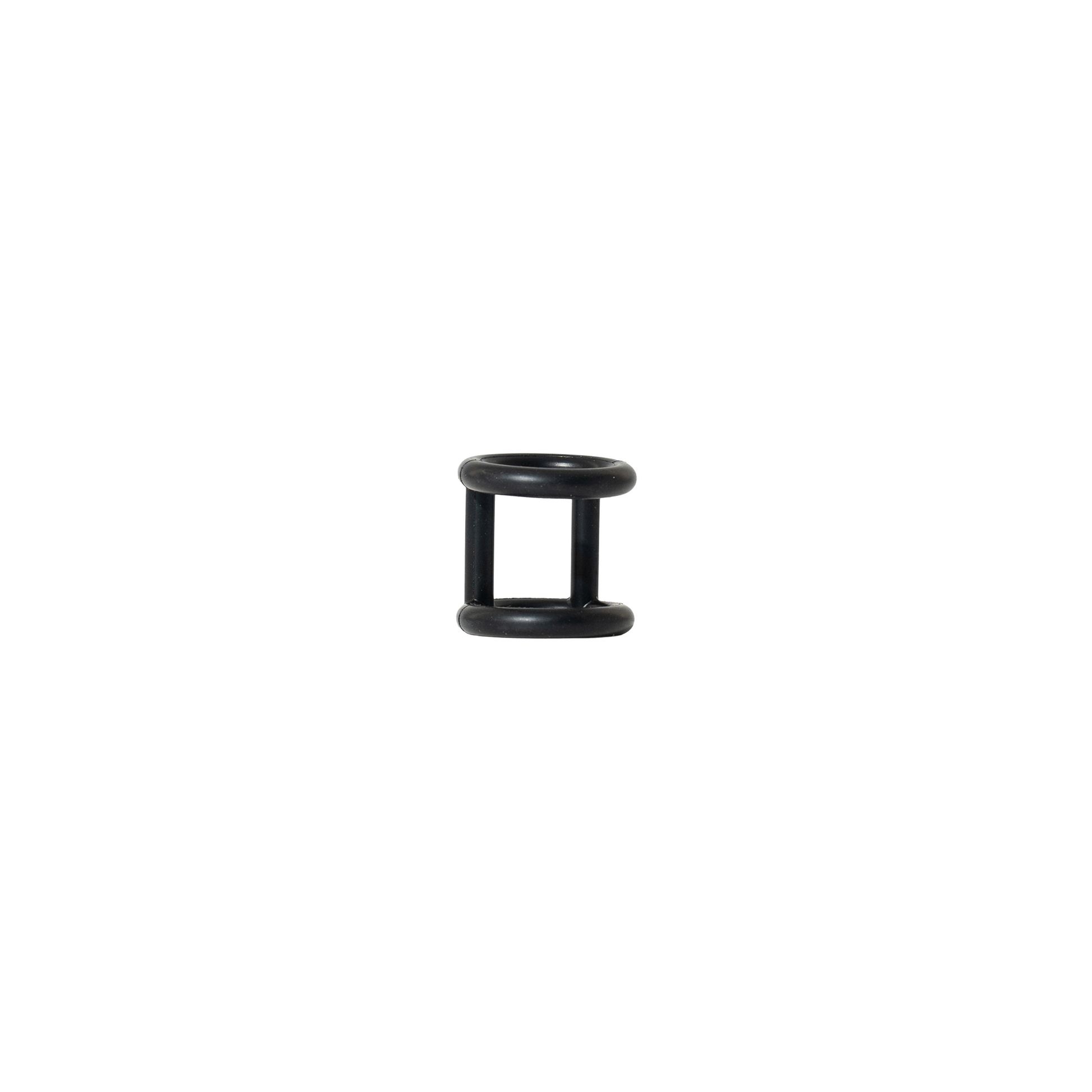 Black cylindrical object on a white background