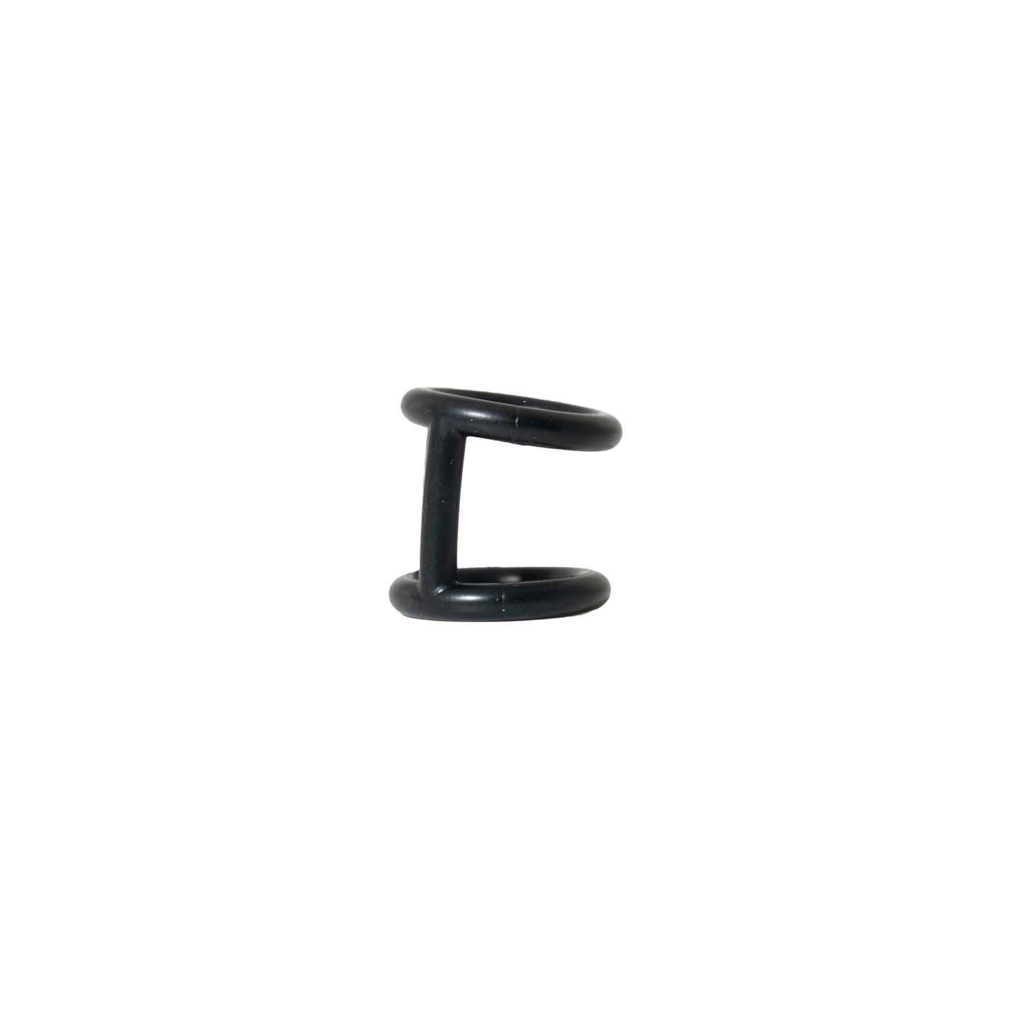 Black plastic component on a white background
