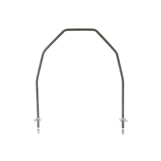 Metal u shaped heating element on white background.
