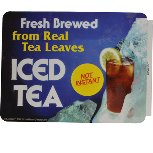 Picture of Decal,Iced Tea (Fresh Brewed) for Bunn Part# BU3043-0002
