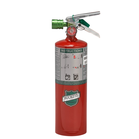 Buckeye 2.5 lb Halotron Fire Extinguisher with Fixed Nozzle and Wall Hook.