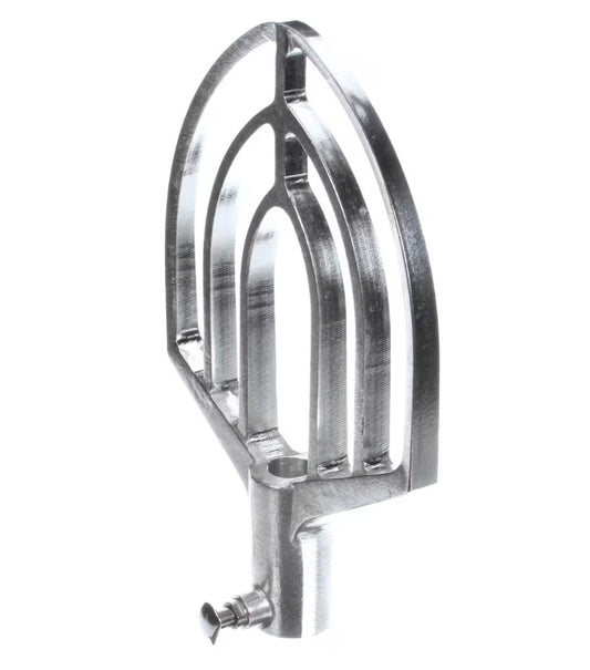 A polished stainless steel fire sprinkler riser with a curved, multi-level arch design and a threaded bottom fitting, shown on a solid white background.