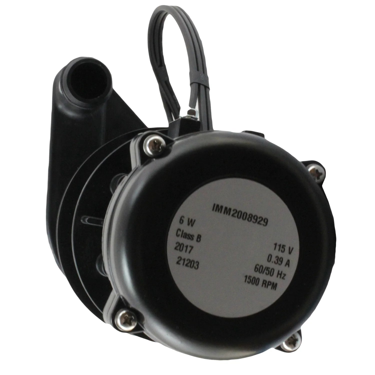 Black mechanical component with technical specifications on a white background