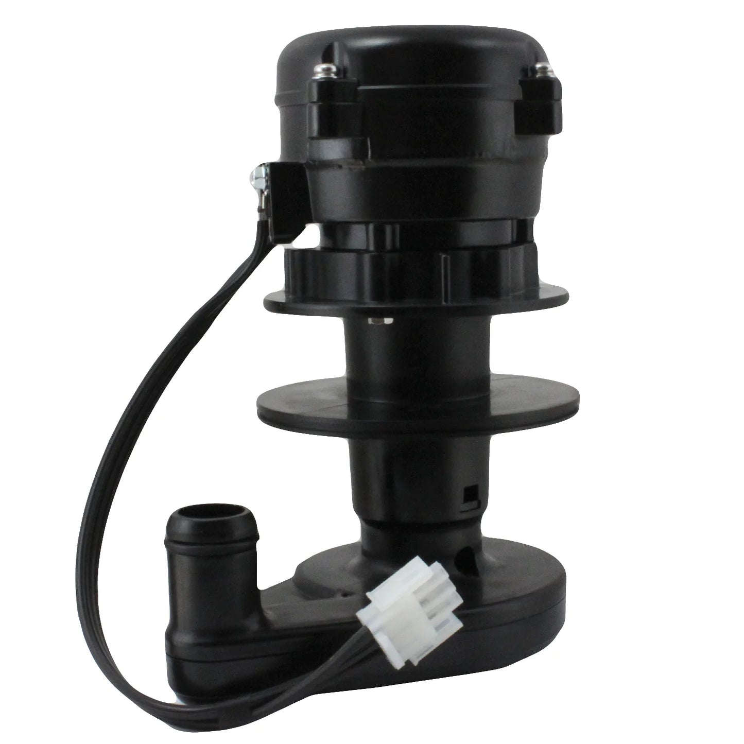 Black mechanical component with wiring on a white background