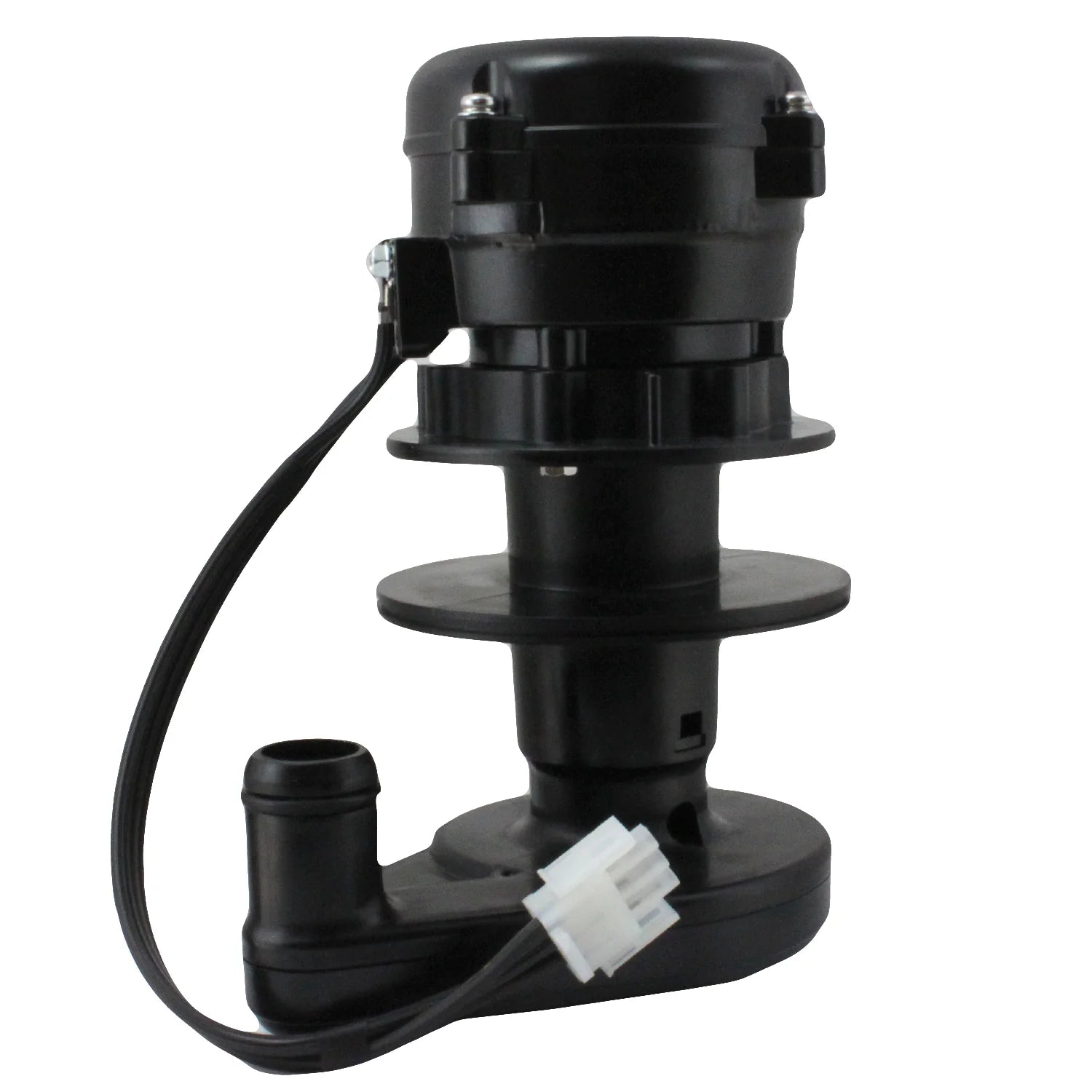 Black mechanical component with wiring on a white background