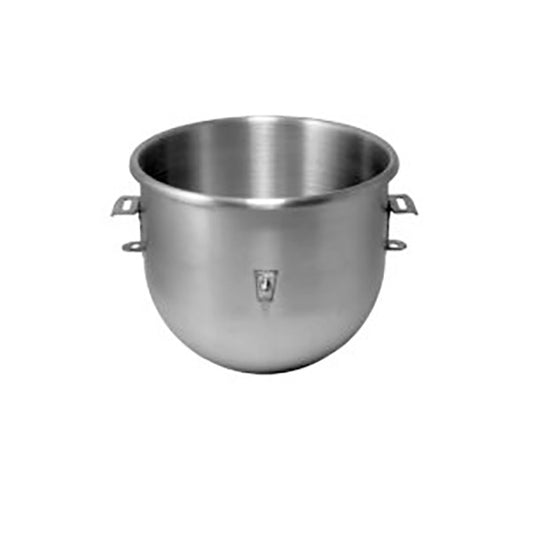 Stainless steel mixing bowl on a white background