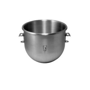 Stainless steel mixing bowl on a white background