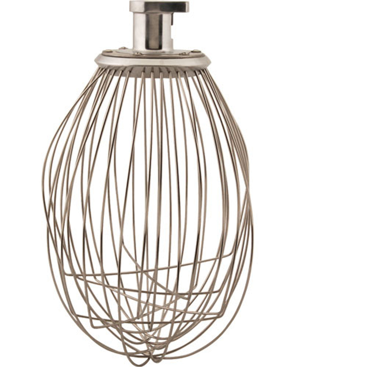 Metal whisk attachment on a white background