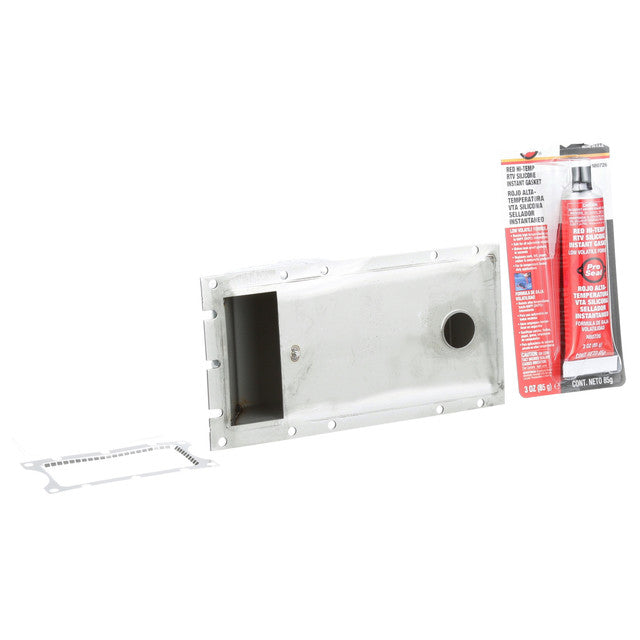 Metallic wall bracket with a tube of adhesive on a white background