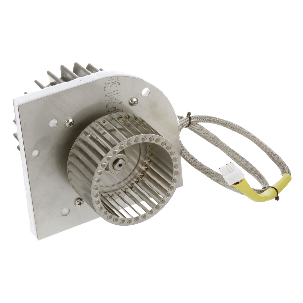 Ventilation fan motor with wiring on a white background