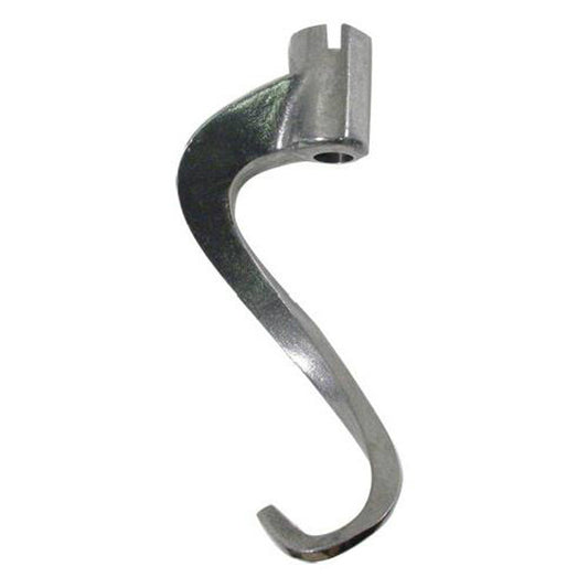 Metal spiral dough hook on white background
