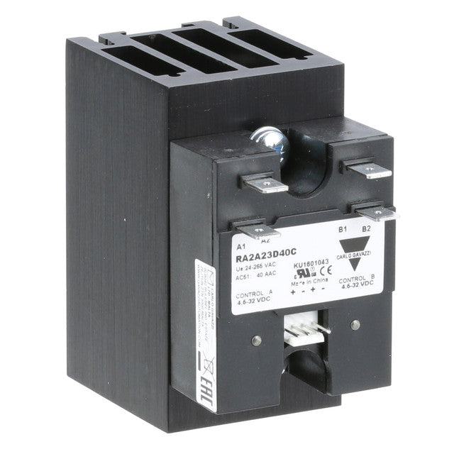 Black electrical contactor on a white background