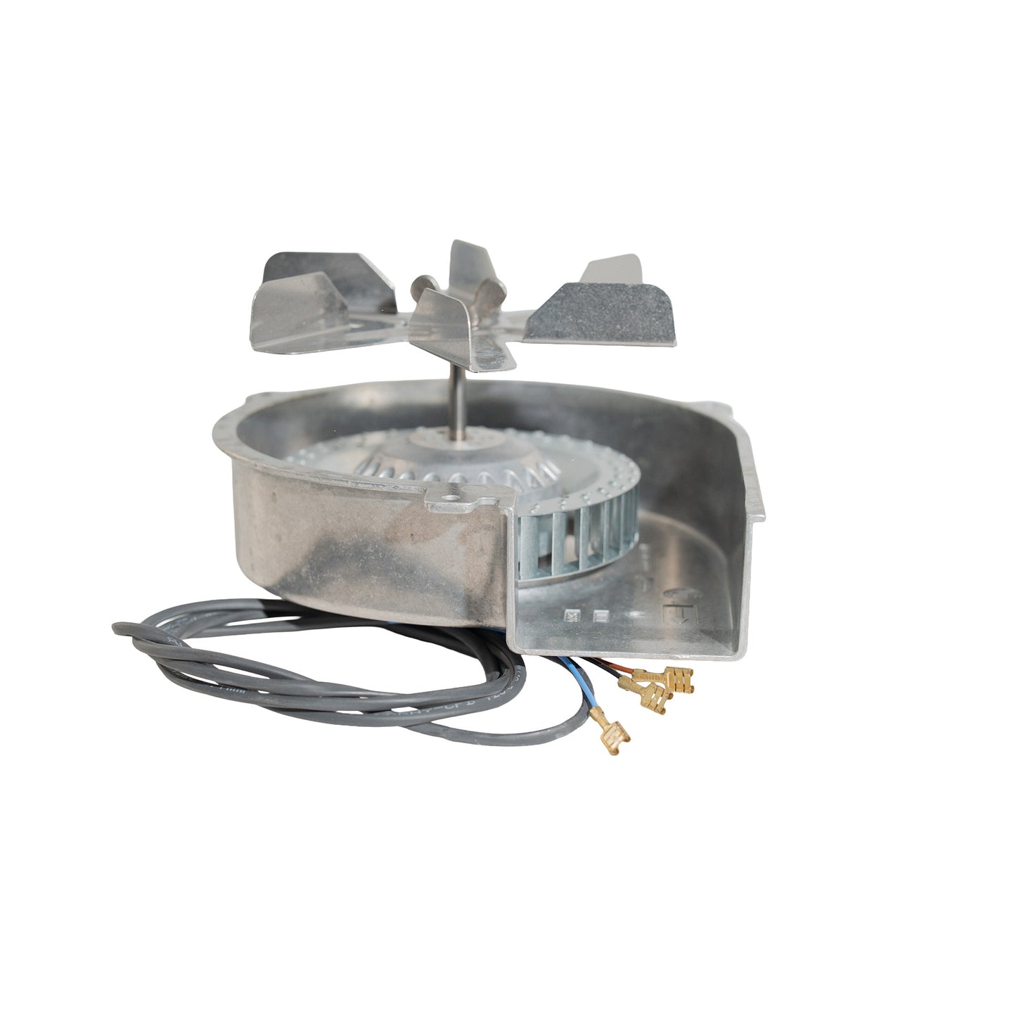 Metal stove burner assembly on a white background