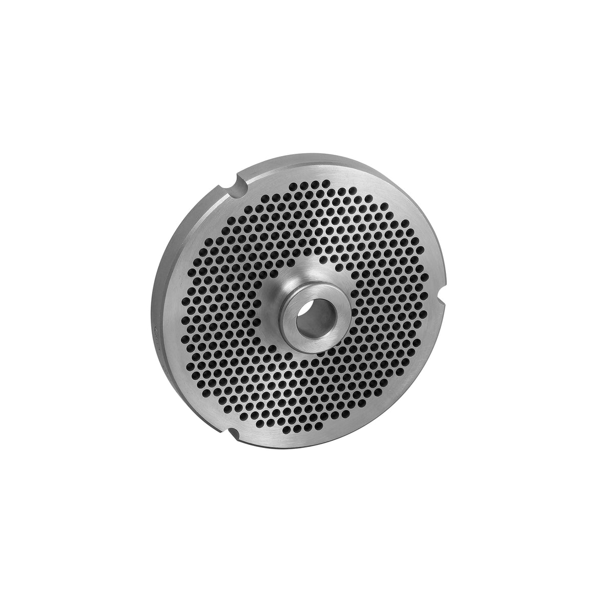 Carbon tool steel #32 hub-style 3 notch meat grinder plate with 1/8 inch holes for Hobart #32 grinders, part 32 1/8 HUB