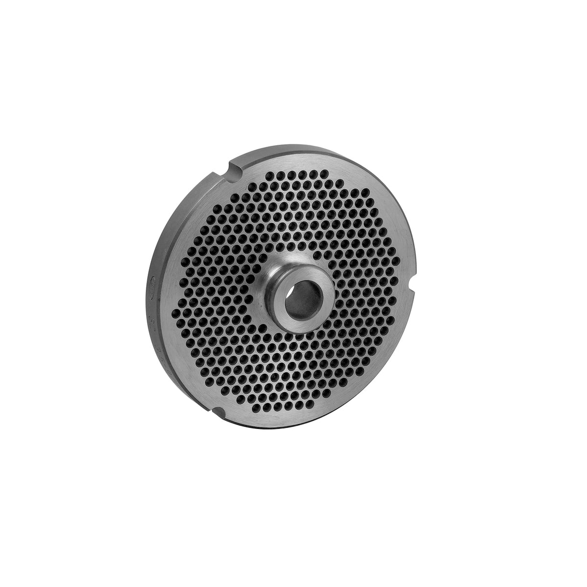 Carbon tool steel #32 hub-style 3 notch meat grinder plate with 9/64 inch holes for Hobart #32 grinders, part 32 9/64 HUB