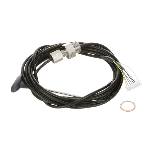 Coiled cable with connectors on a white background