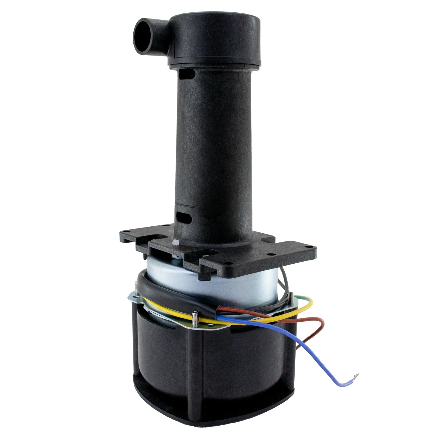 Black mechanical component with wiring on a white background