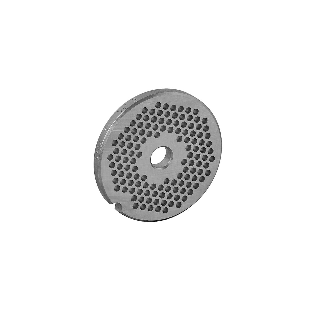 Carbon tool steel #8 hubless meat grinder plate with 1/8 inch holes for #8 size grinders, part 8 1/8 HBLS