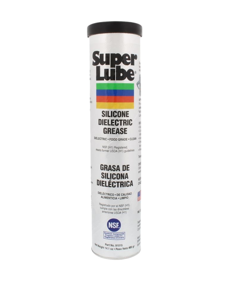 Super Lube silicone dielectric grease can on a white background