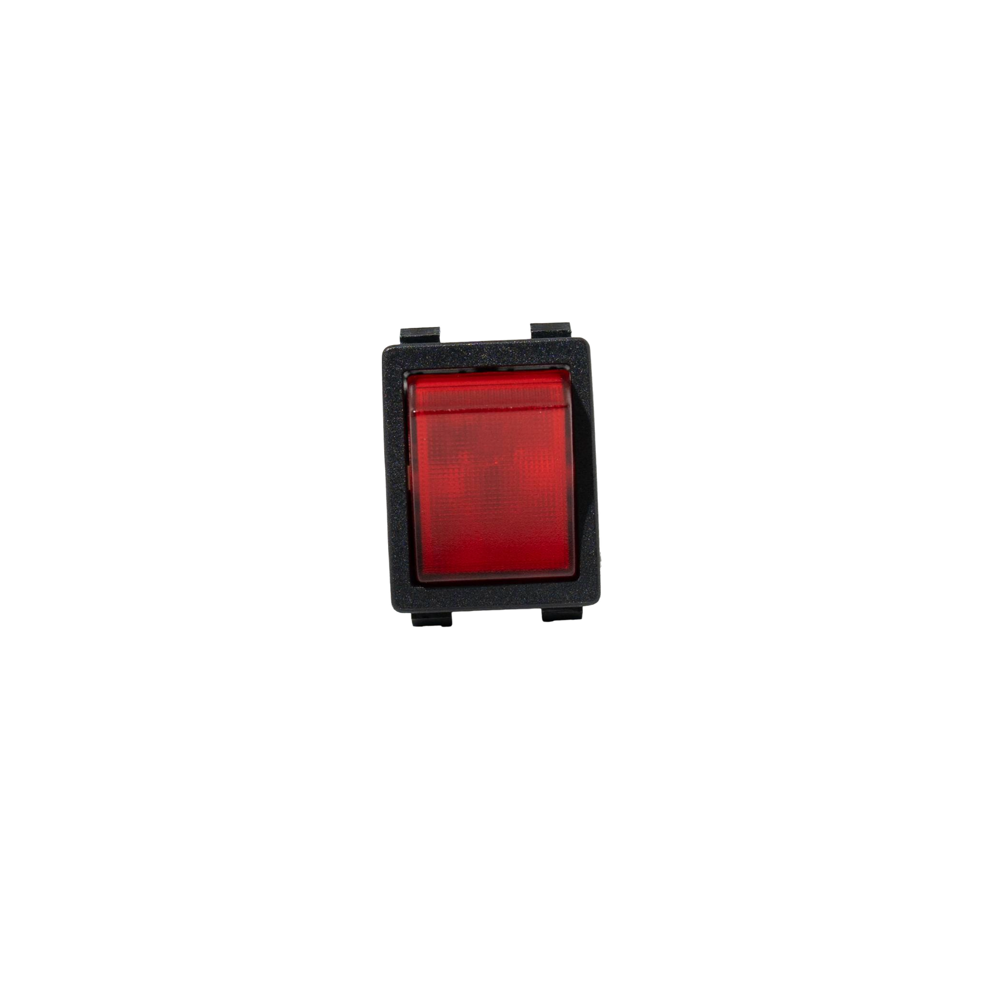 Red rectangular light with black frame on a white background