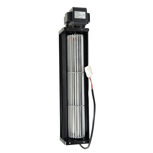 Mechanical component with metallic shaft and black housing on a white background