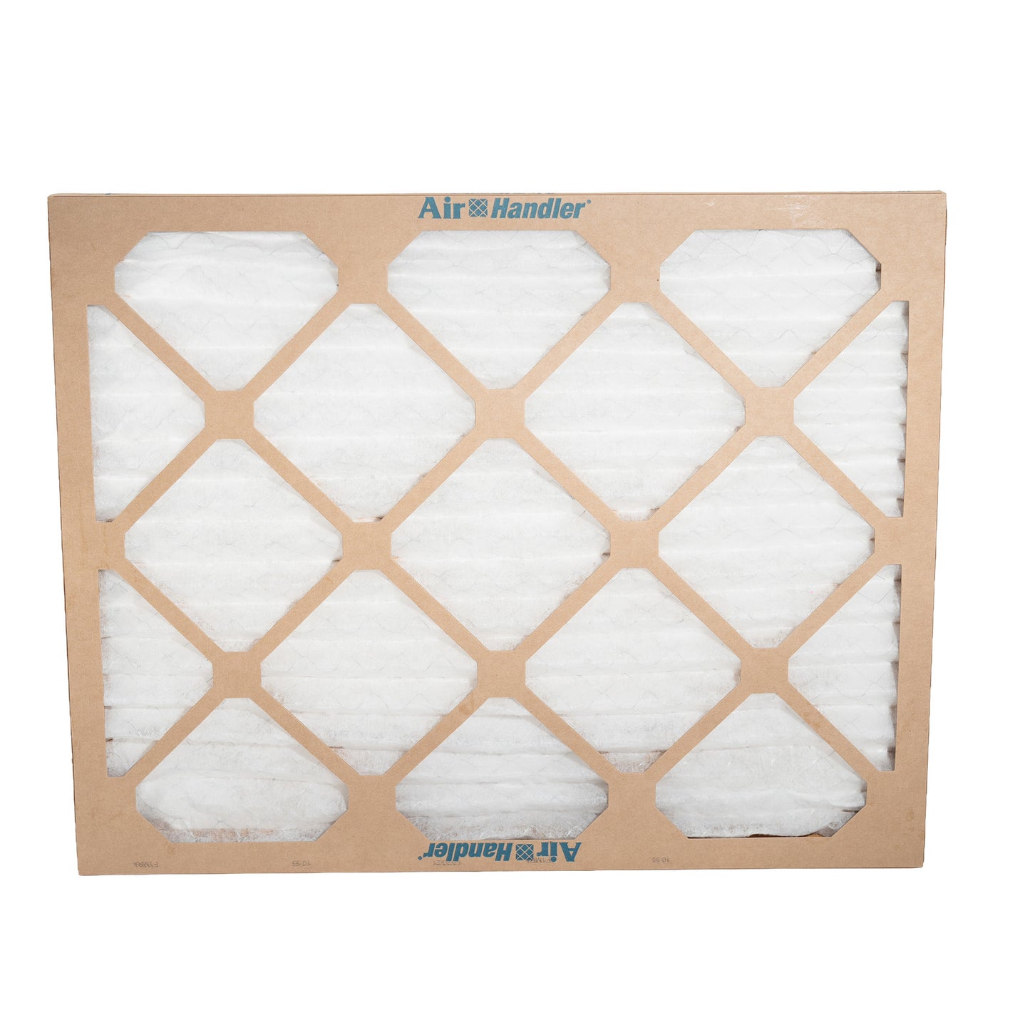 Air filter in a cardboard box with 'Air Handler' branding on a white background