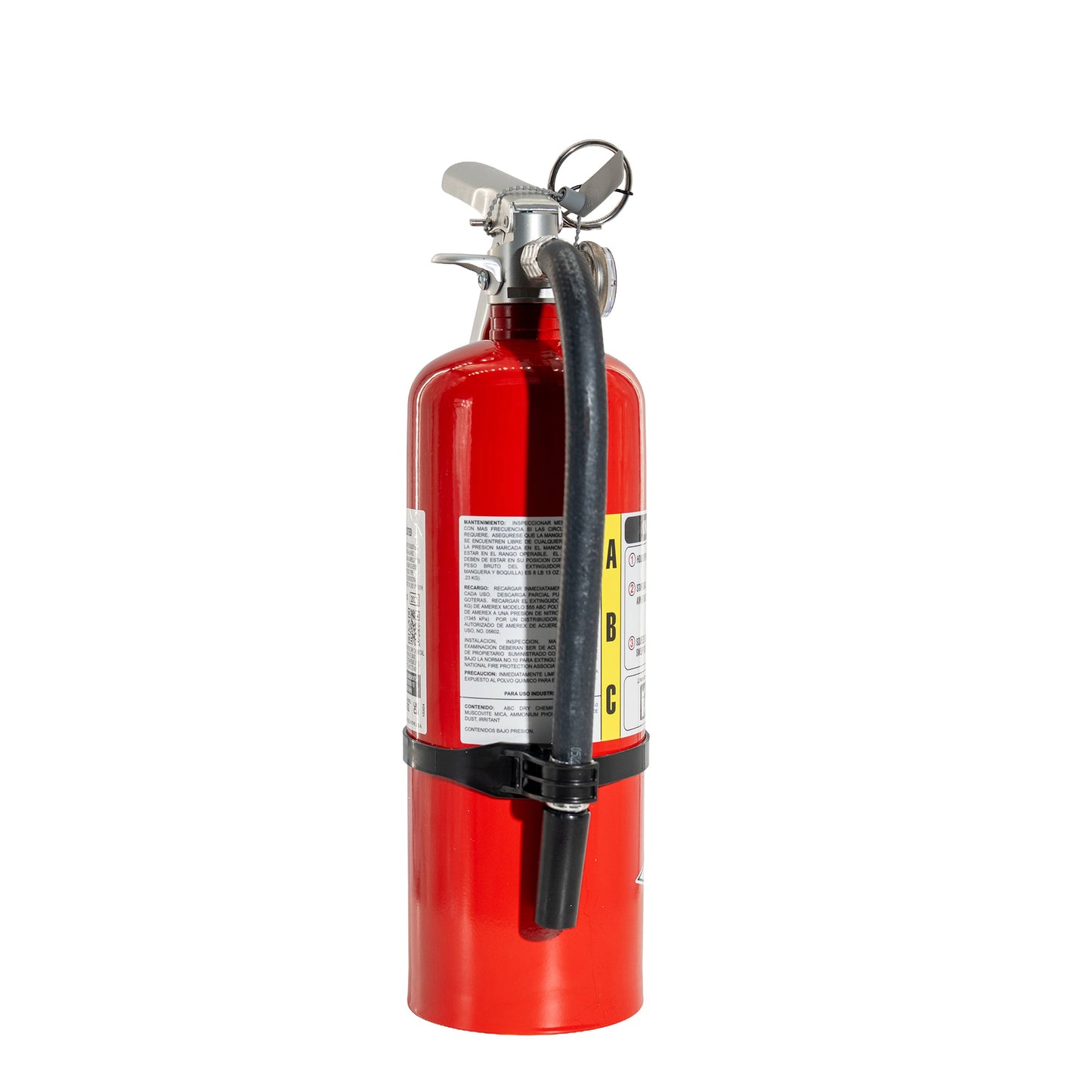 Red fire extinguisher on a white background