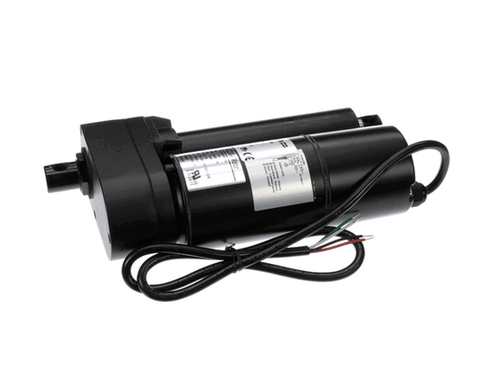 Lift motor assembly with integrated ball screw actuator and mounting points on white background